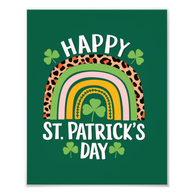 Happy St Saint Patrick's Day Rainbow Shamrock  Photo Print (Front)