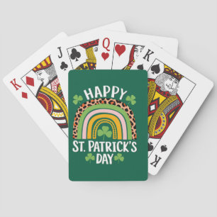 Happy St Saint Patrick's Day Rainbow Shamrock  Playing Cards