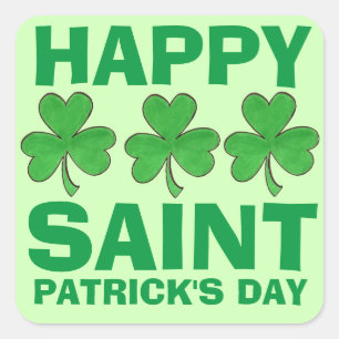 Happy St. Saint Patrick's Day Shamrock Clover Square Sticker