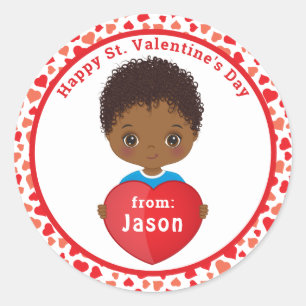 Happy St. Valentine African American Boy Sticker