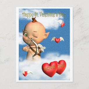 Happy St. Valentine's Day Cupid Holiday Postcard