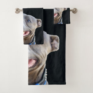 Happy Staffordshire Bull Terrier, Bath Towel Set