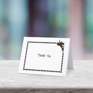 Happy Staffy Lab Dog Bone Modern Blank Folded Thank You Card