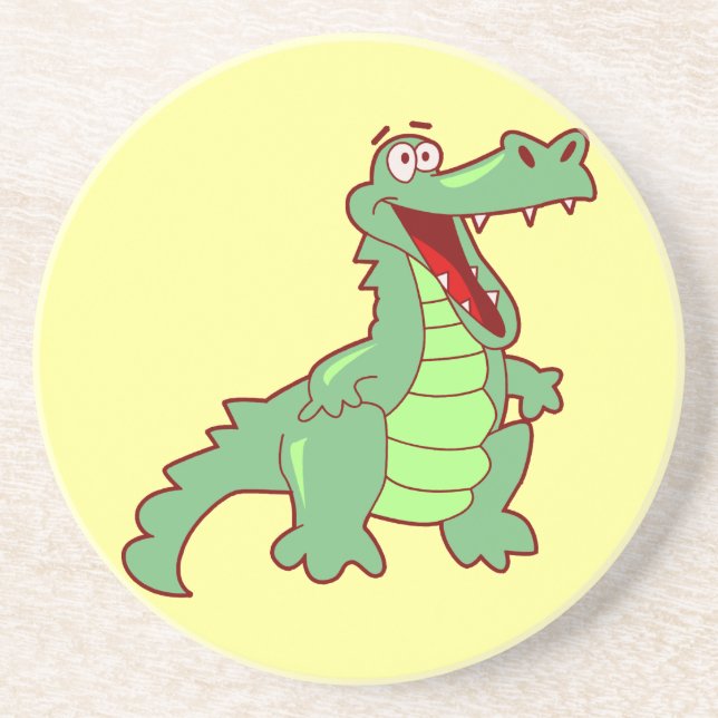 Happy Standing Cartoon Alligator Coaster (Front)