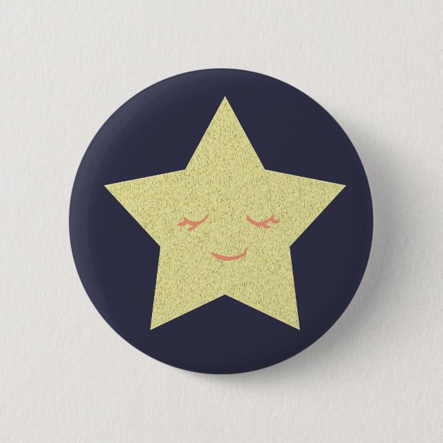 Happy Star 6 Cm Round Badge (Front)