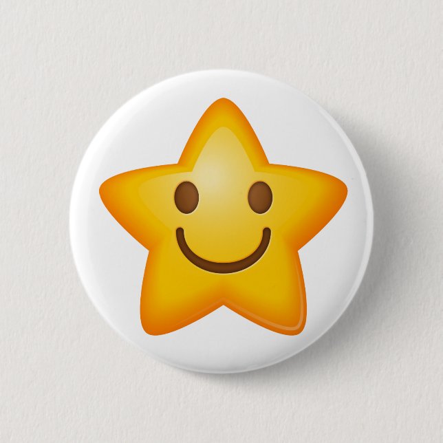Happy Star Emoji 6 Cm Round Badge (Front)