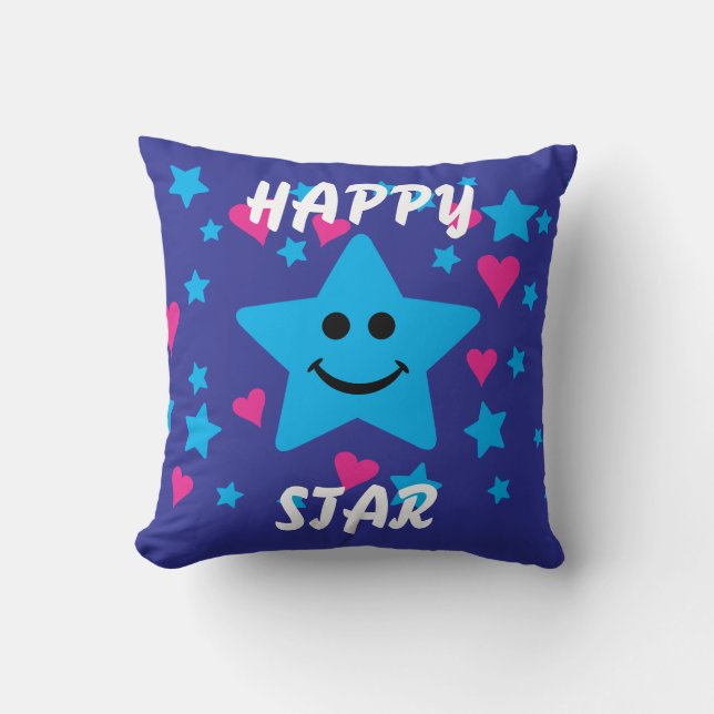 Happy star Throw Pillow (Front)