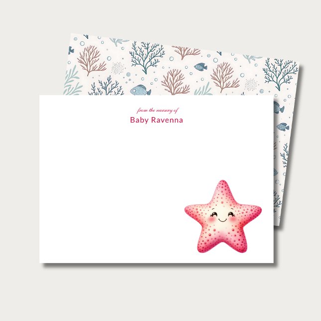 Happy Starfish Underwater Custom Name Nursery  Card (Creator Uploaded)
