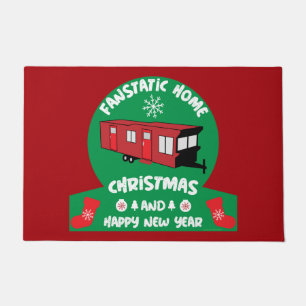 Happy Static Mobile Holiday Home Xmas Gift Doormat