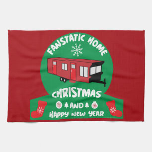 Happy Static Mobile Holiday Home Xmas Gift Tea Towel