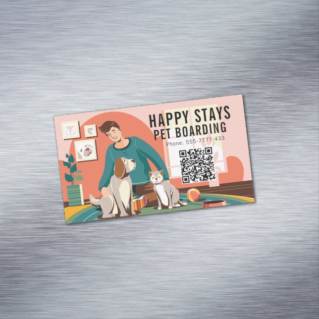 Happy Stays Pet Boarding Business Card Magnet (In Situ)
