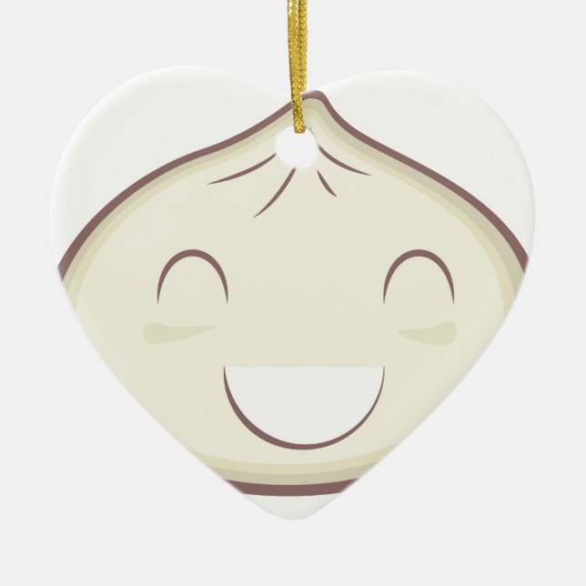 Happy Steam Bun Ceramic Tree Decoration (Front)
