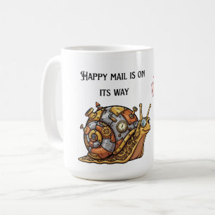 Happy Steampunk Snail Mail Coffee Mug