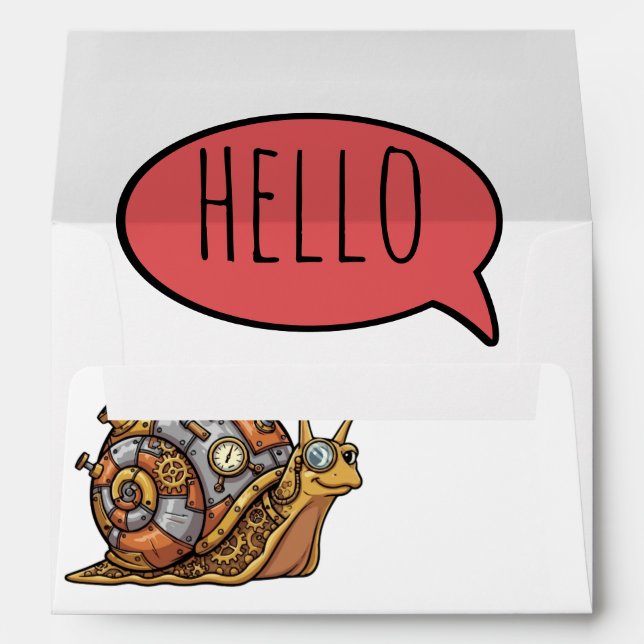 Happy Steampunk Snail Mail Envelope (Back (Bottom))