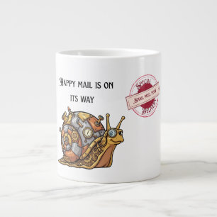 Happy Steampunk Snail Mail Large Coffee Mug