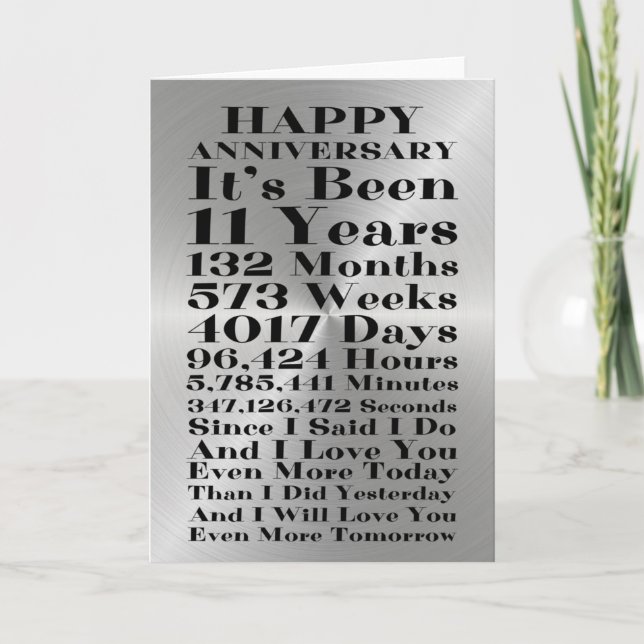 Happy Steel 11th Wedding Anniversary Card (Front)