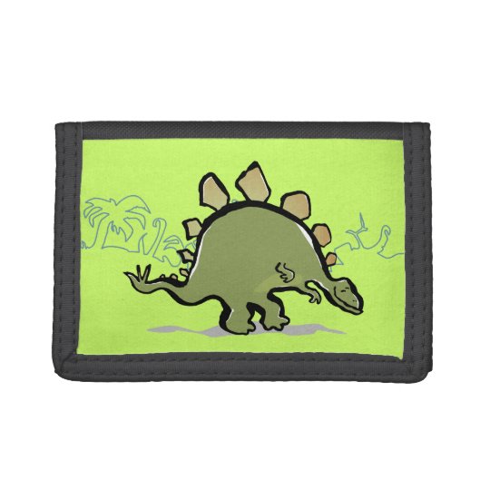 happy stegosaur tri-fold wallet