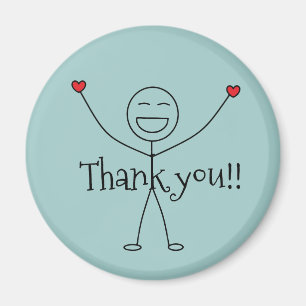 Happy Stick Man Thank you Gratitude Magnet