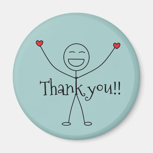 Happy Stick Man Thank you Gratitude Magnet (Front)