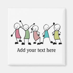 Happy Stick People Friends Personalised Magnet