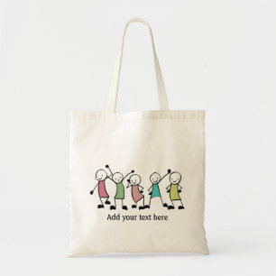 Happy Stick People Friends Personalised Tote Bag
