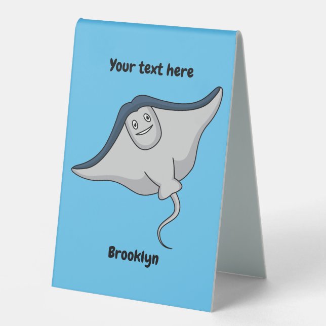 Happy stingray fish cartoon illustration (Front)