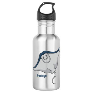 Happy stingray fish cartoon illustration 532 ml water bottle
