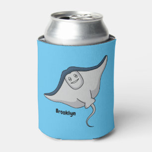 Happy stingray fish cartoon illustration can cooler
