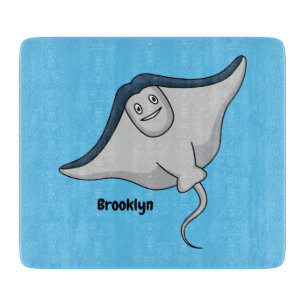 Happy stingray fish cartoon illustration cutting board
