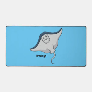 Happy stingray fish cartoon illustration desk mat