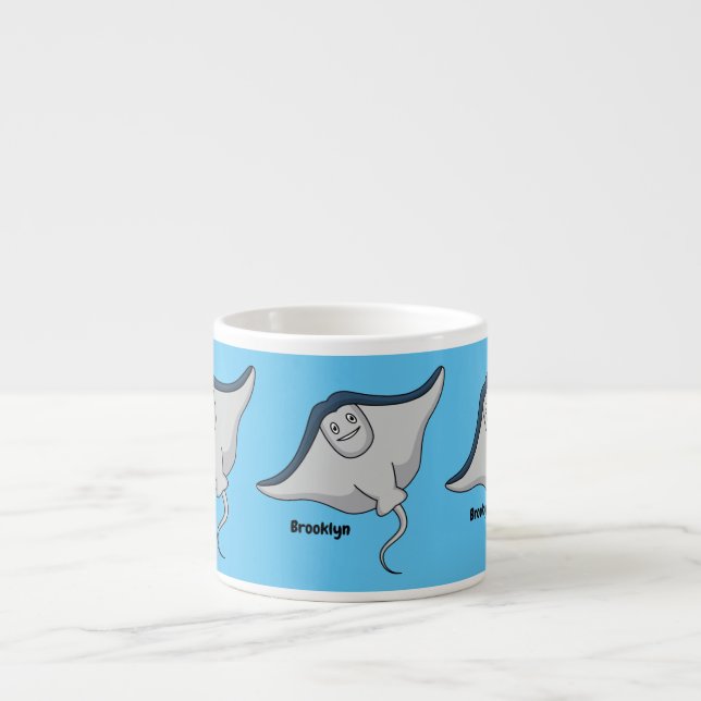 Happy stingray fish cartoon illustration  espresso cup (Front)