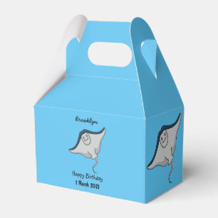 Happy stingray fish cartoon illustration favour box