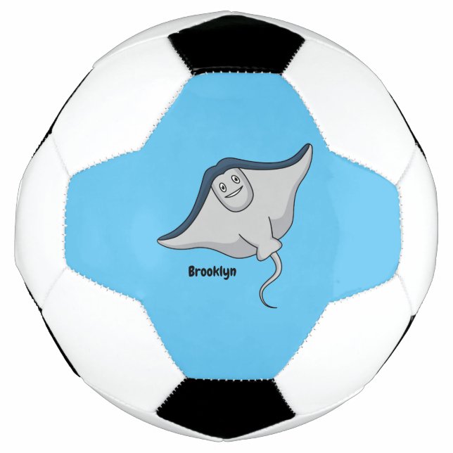 Happy stingray fish cartoon illustration football (Front)