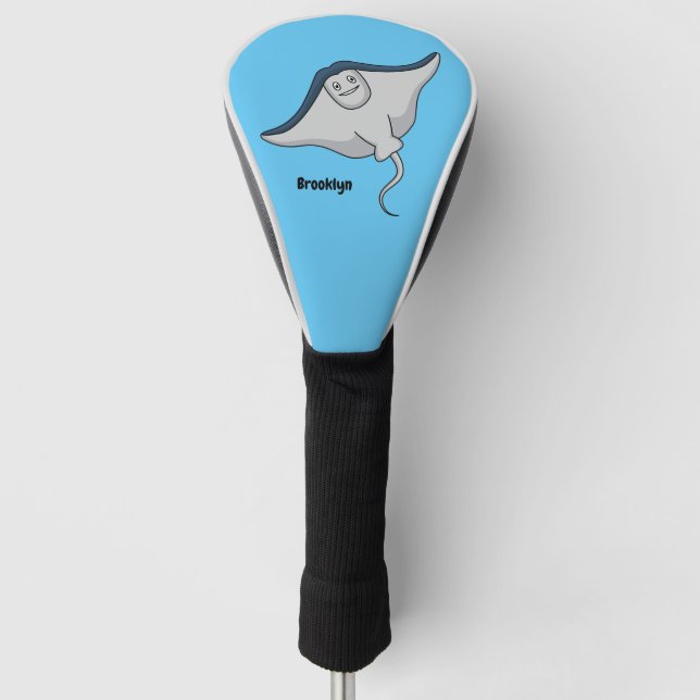 Happy stingray fish cartoon illustration golf head cover (Front)
