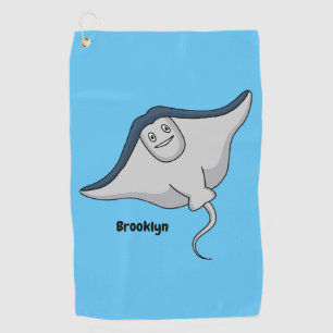 Happy stingray fish cartoon illustration golf towel