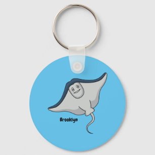 Happy stingray fish cartoon illustration key ring