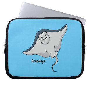 Happy stingray fish cartoon illustration laptop sleeve