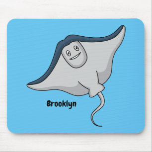 Happy stingray fish cartoon illustration mouse mat
