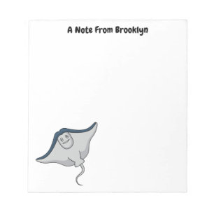Happy stingray fish cartoon illustration notepad