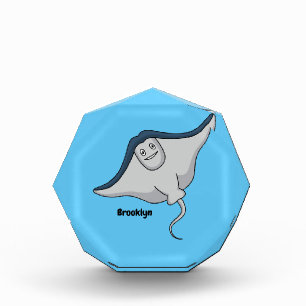 Happy stingray fish cartoon illustration photo block