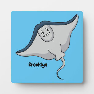 Happy stingray fish cartoon illustration plaque