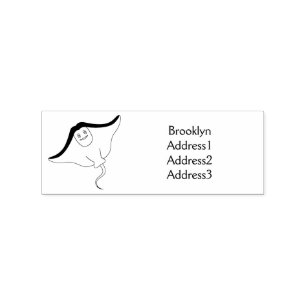 Happy stingray fish cartoon illustration rubber stamp