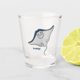 Happy stingray fish cartoon illustration shot glass