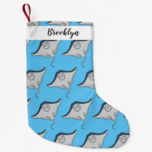 Happy stingray fish cartoon illustration small christmas stocking