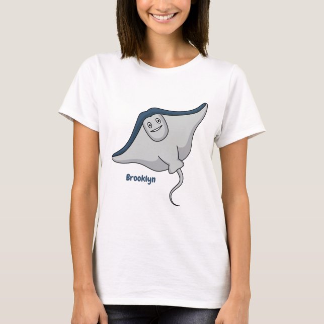 Happy stingray fish cartoon illustration T-Shirt (Front)