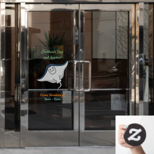 Happy stingray fish cartoon illustration window cling