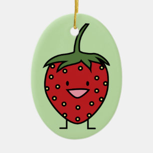 Happy Strawberry Ceramic Tree Decoration