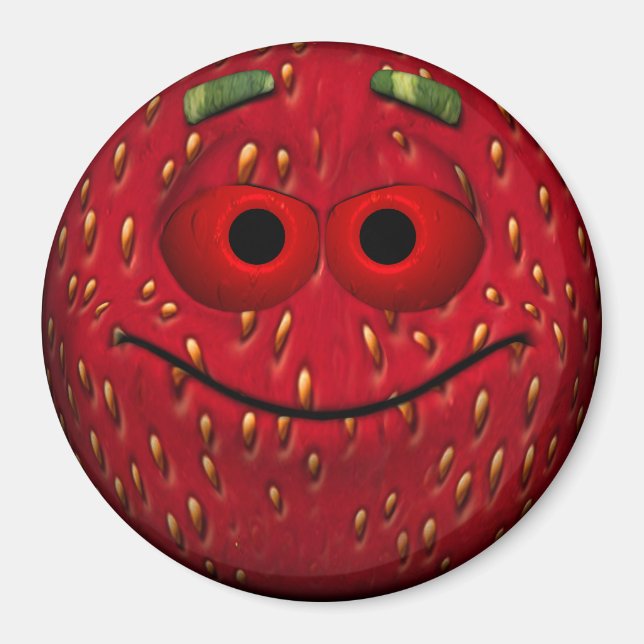 Happy Strawberry Emoticon Magnet (Front)