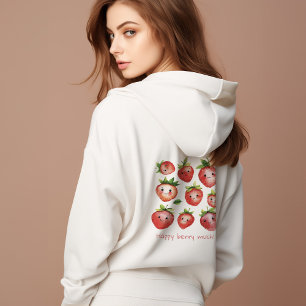 Happy Strawberry Hoodie Women   Cute Hoodie