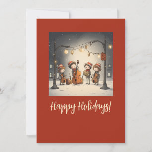 Happy Street Musicians Christmas Holiday Card